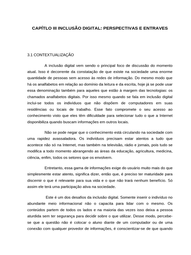Desafios da Inclusão Digital na Educação | PDF | Aprendizado | Pedagogia