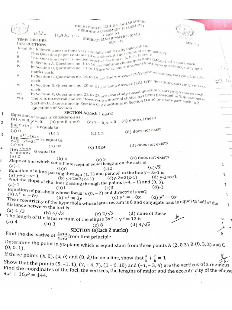 Dps Maths Question Paper | PDF