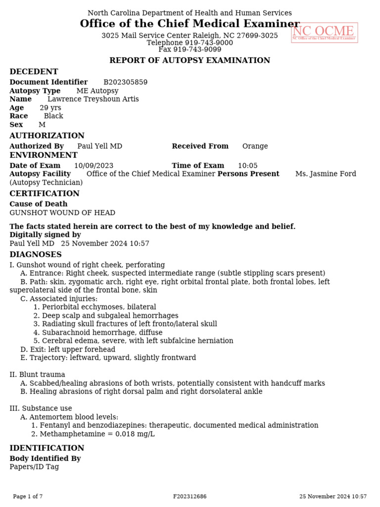 Jim Reeves Autopsy Report Summary | PDF | Esophagus | Stomach