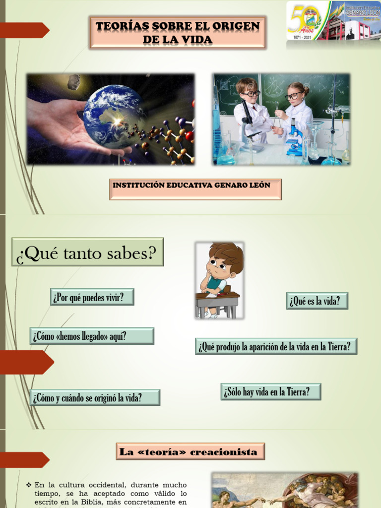 Teorias Del Origen de La Vida | PDF | Naturaleza | Ciencias fisicas