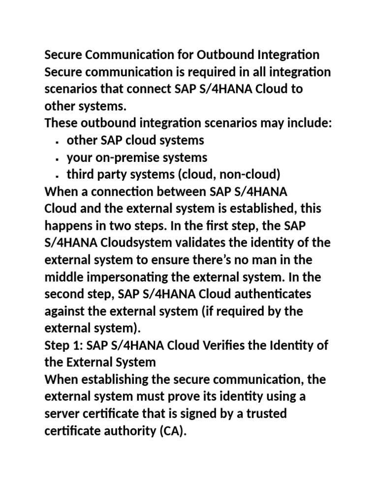Secure Outbound Integration for SAP S/4HANA | PDF | Public Key ...