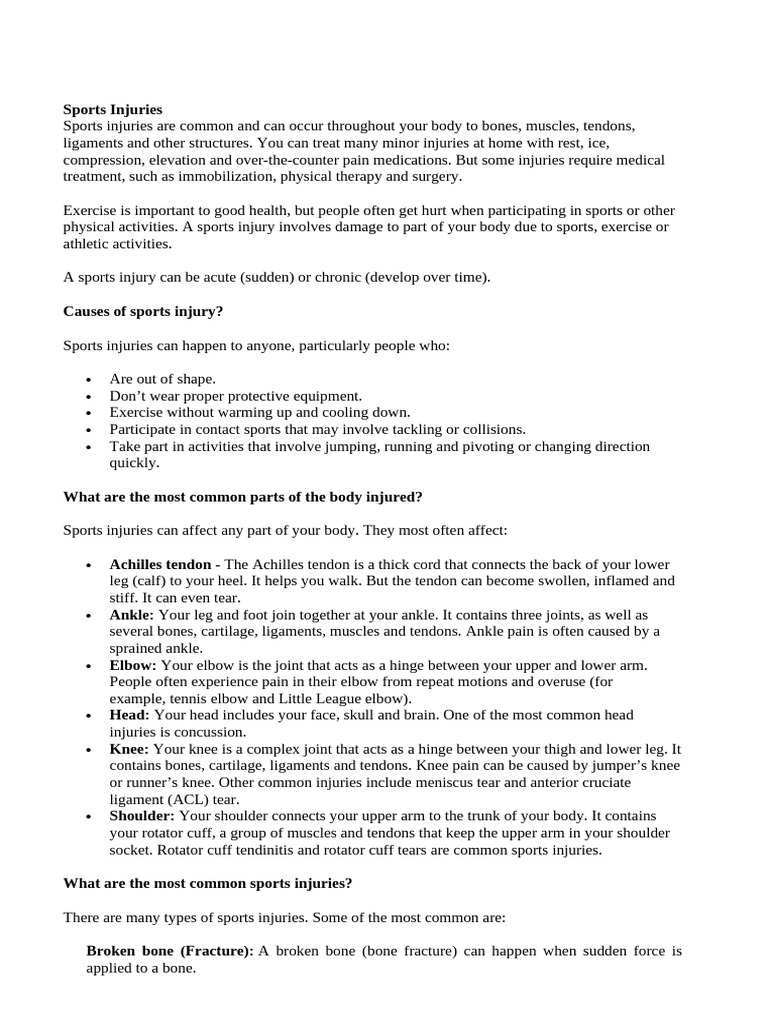 Understanding Sports Injuries and Treatment | PDF | Knee ...