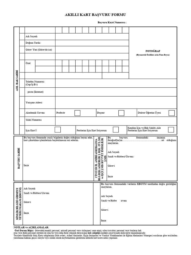 MSB Akilli Kart Basvuru Formu | PDF