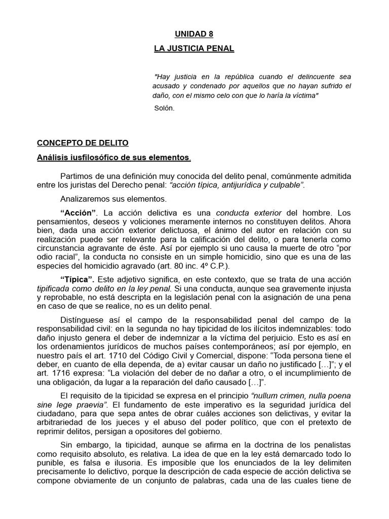 Elementos del Delito en Justicia Penal | PDF | Castigos | Derecho penal