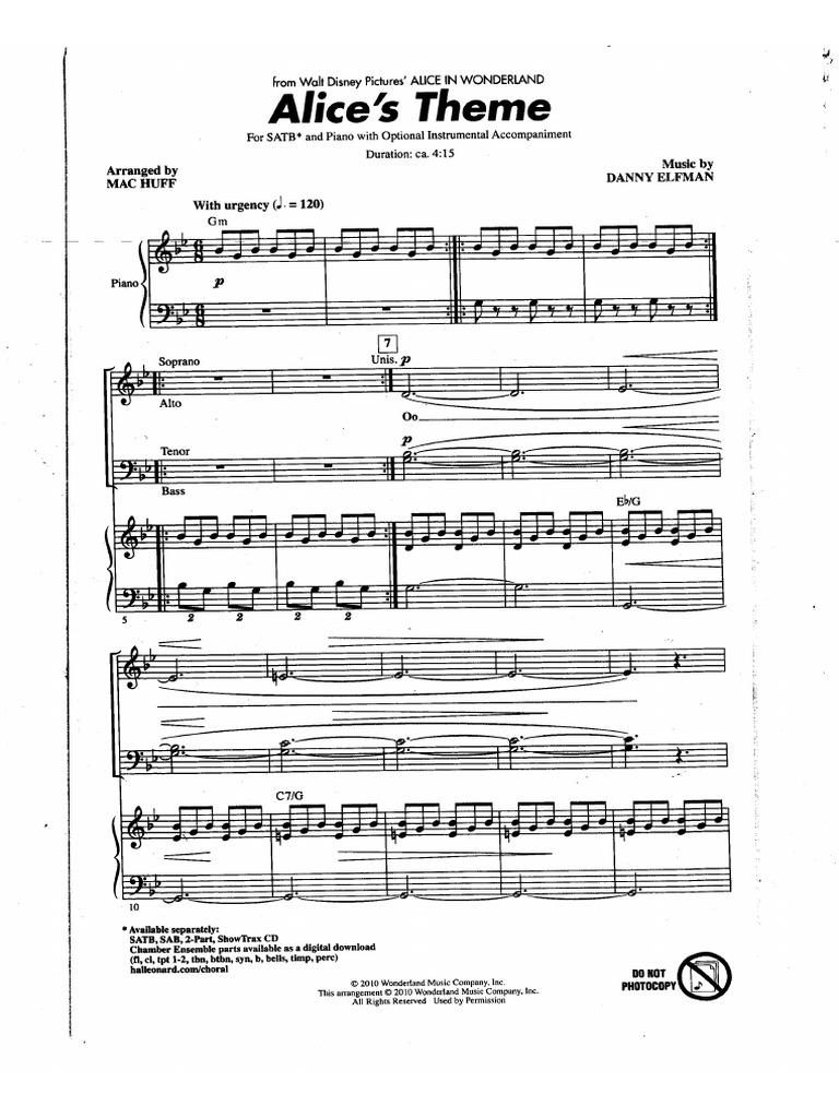 Alicethemedannyelfmanpiano | PDF