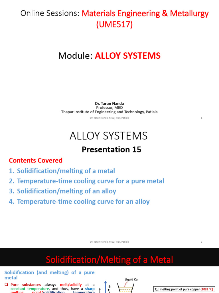 Alloy Systems: Solidification Insights | PDF | Freezing | Alloy