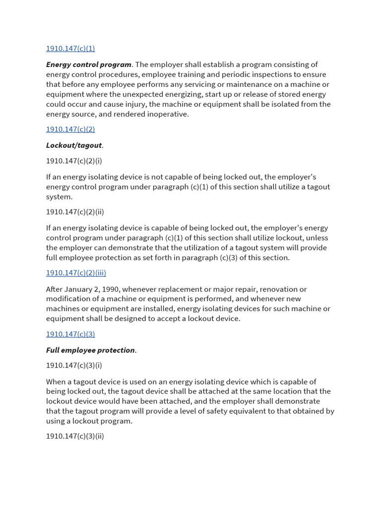 Lockout/Tagout Requirements Overview | PDF | Labor | Workplace