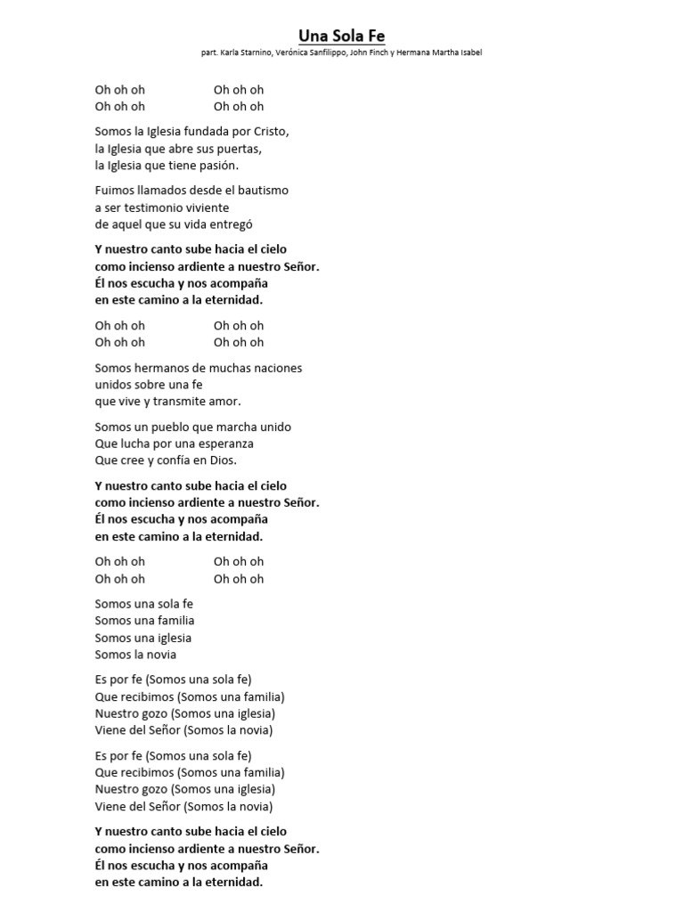 Una Sola Fe: Canto de Unidad | PDF