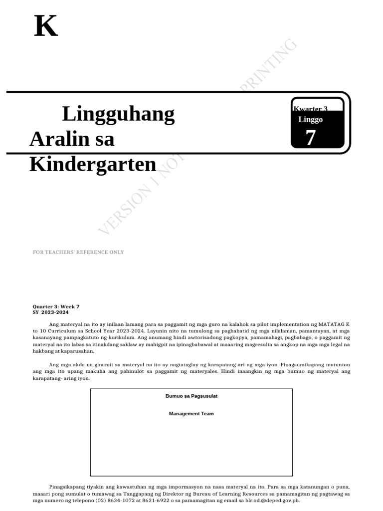 LE Kindergarten Q3 Week7 v.1-1 | PDF