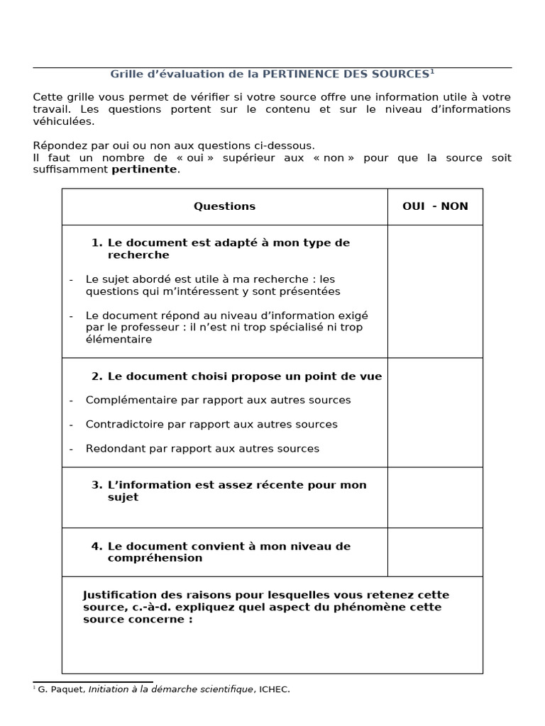 Évaluation de la pertinence des sources | PDF