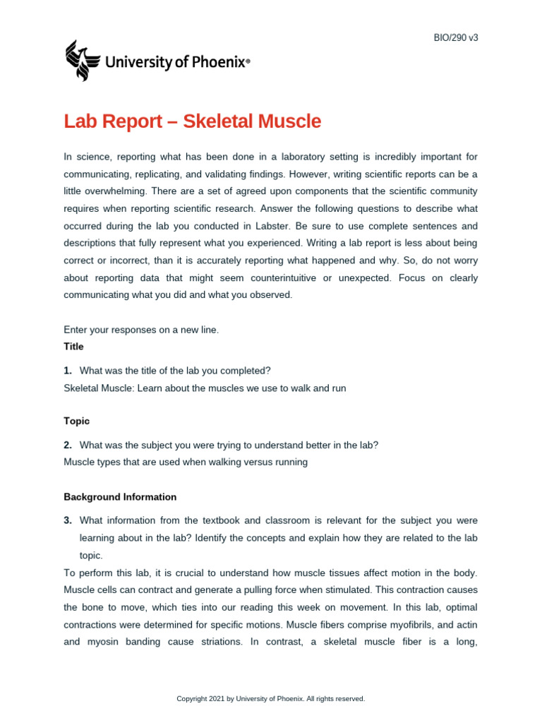 Bio290 v3 wk4 The Skeletal Muscle Lab Report | PDF | Skeletal Muscle ...
