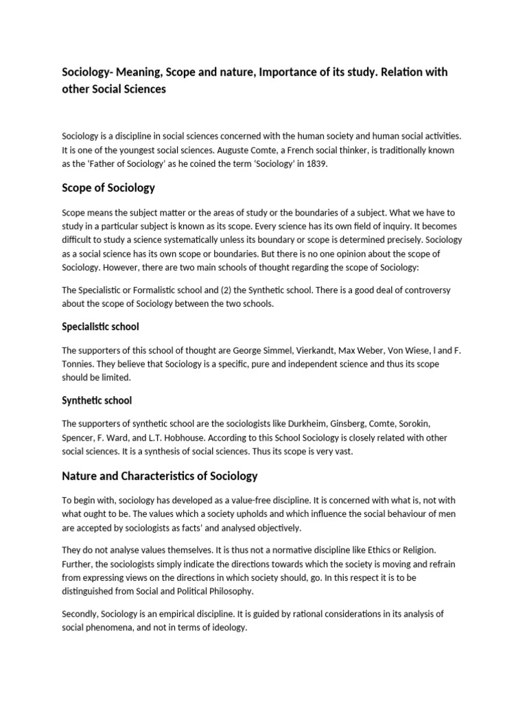 Sociology importance | PDF | Sociology | Social Sciences
