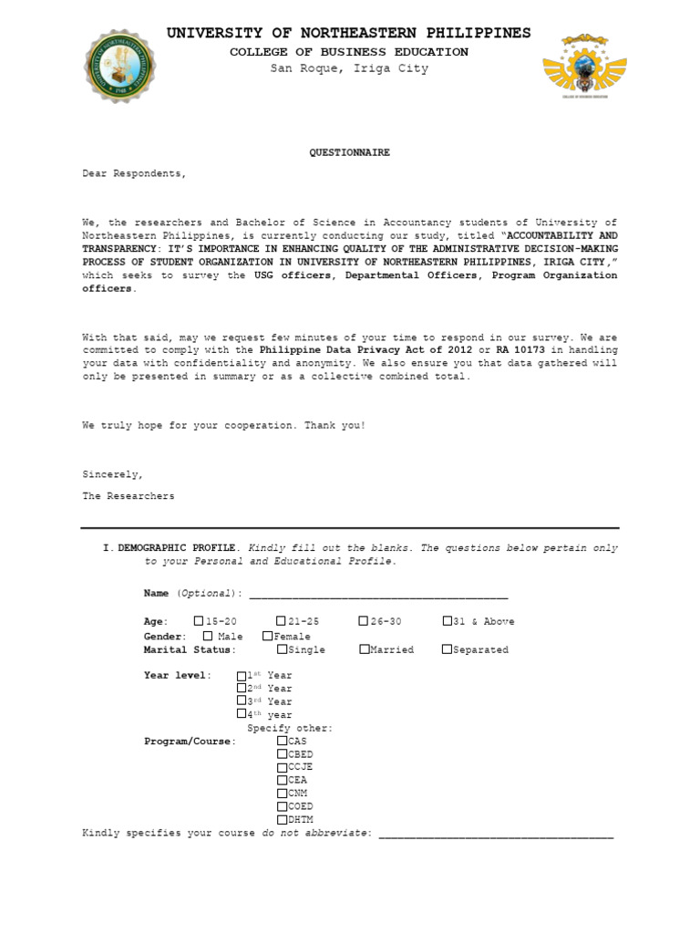 Survey on Accountability in Student Organizations | PDF | Decision ...