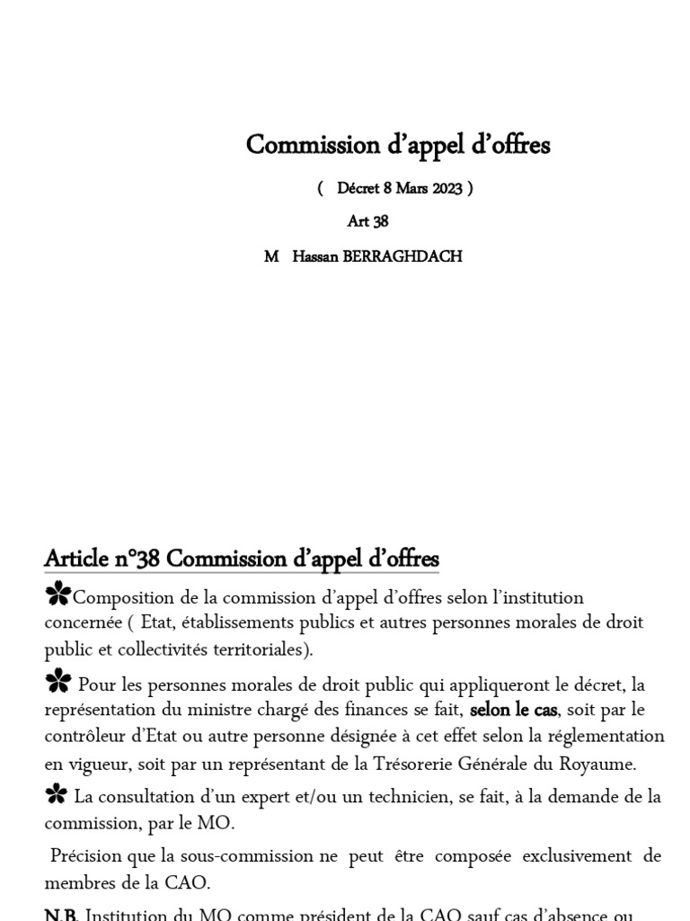 Règlementation de la Commission d'Appel d'Offres PDF — free download