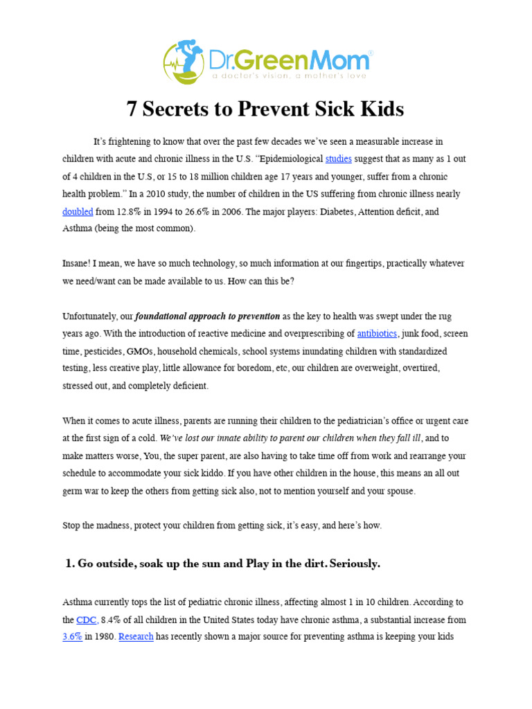 7 Secrets To Prevent Sick Kids | PDF | Sleep | Foods