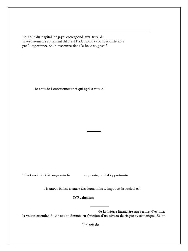 Estimation du Coût du Capital et MEDAF | PDF | Obligation (Finance ...