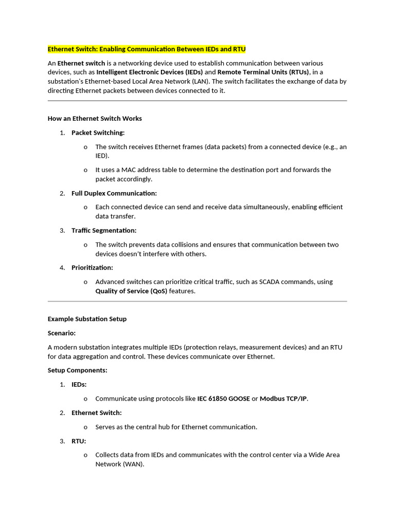 Ethernet Switches in Substation Networks | PDF | Ethernet | Computer ...