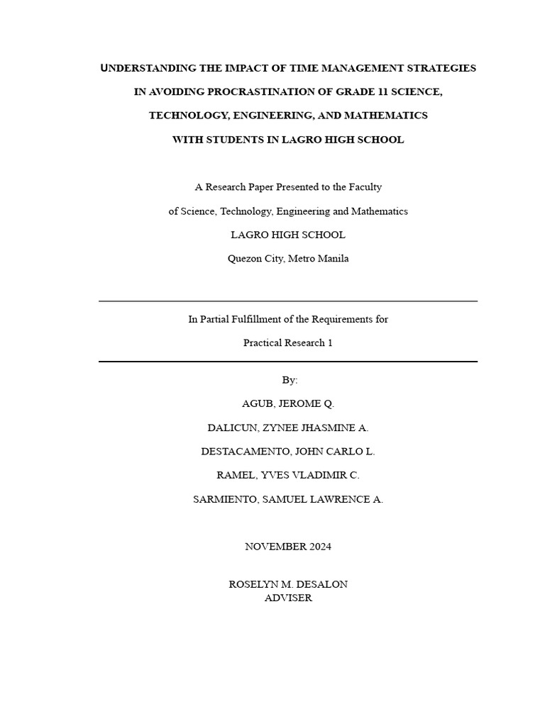Research Paper Final | PDF | Procrastination | Professional Skills