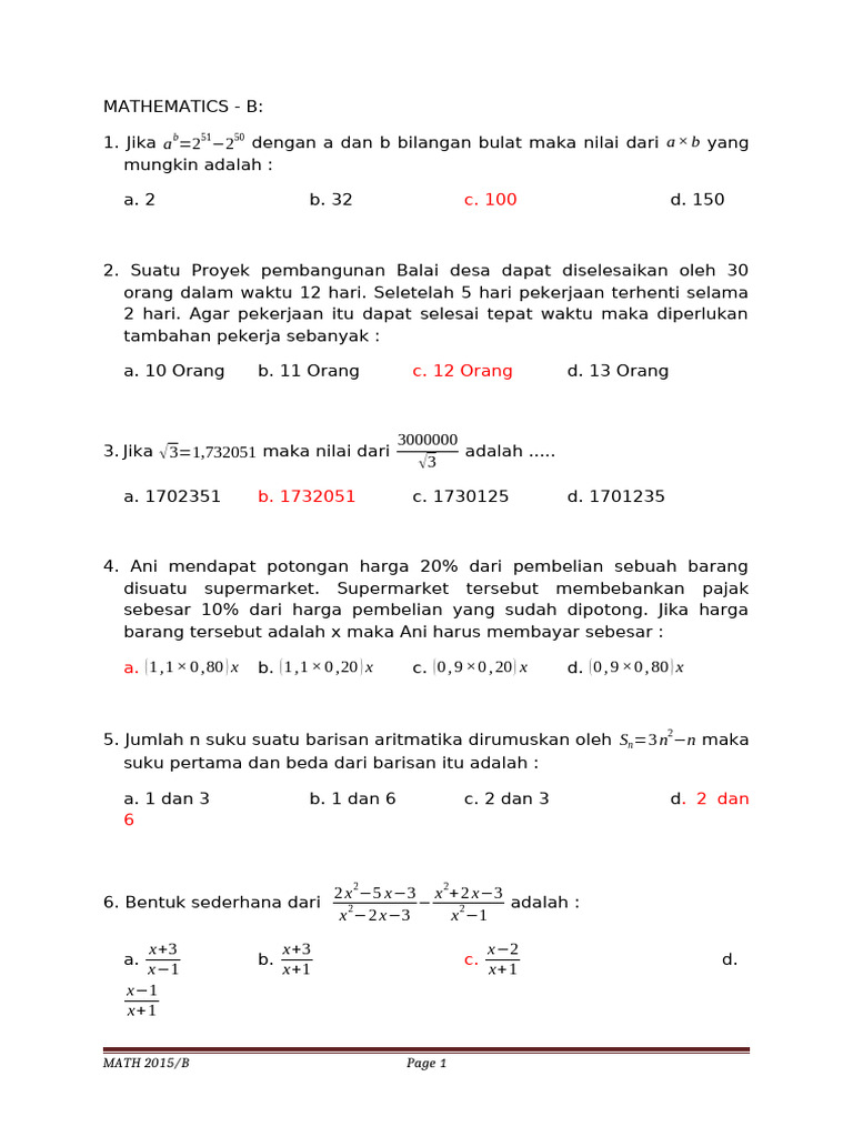 Math B | PDF