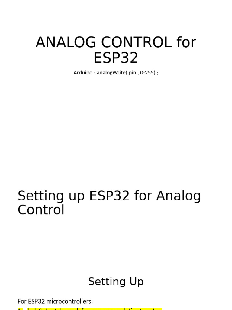 ESP32 Analog Control Setup Guide | PDF