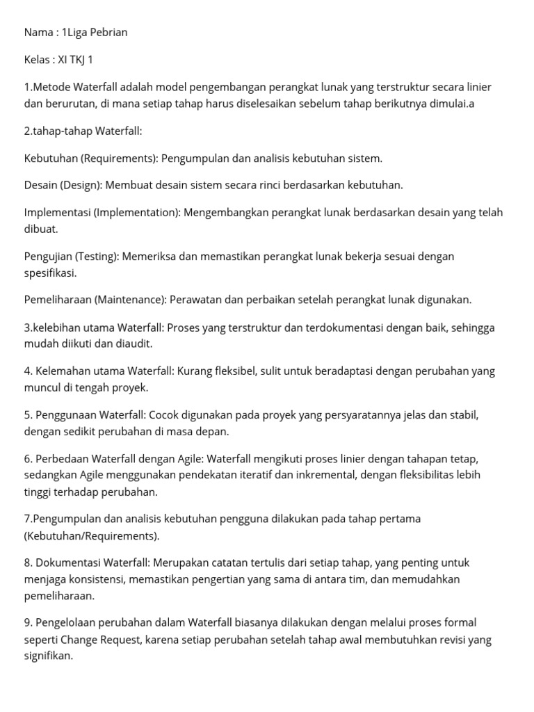Pengertian dan Tahapan Metode Waterfall | PDF