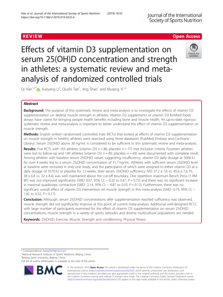 Effects of Vitamin D3 Supplement in Strength Athletes | PDF | Vitamin D ...