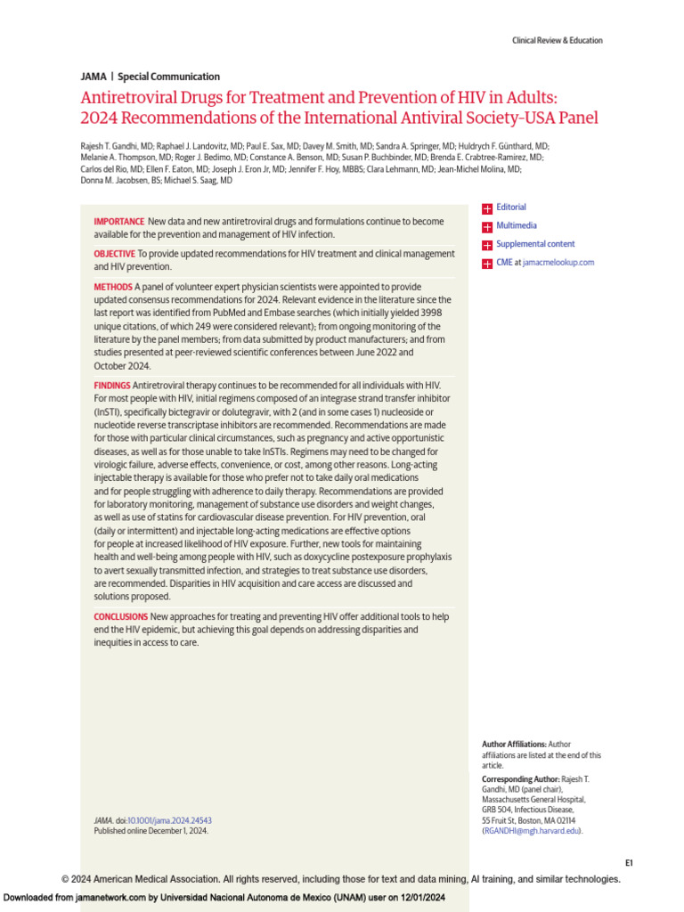 Antiretroviral Drugs For Treatment and Prevention of HIV in Adults ...