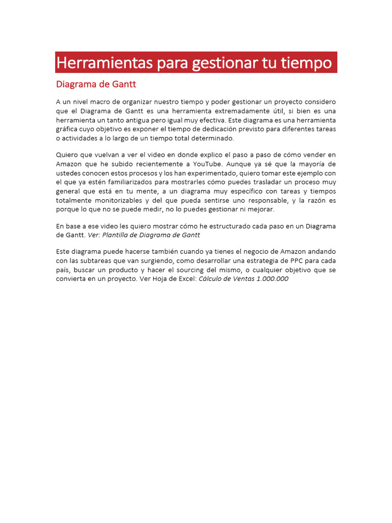 7.1 Herramientas para Gestionar Tu Tiempo - Diagrama de Gantt | PDF
