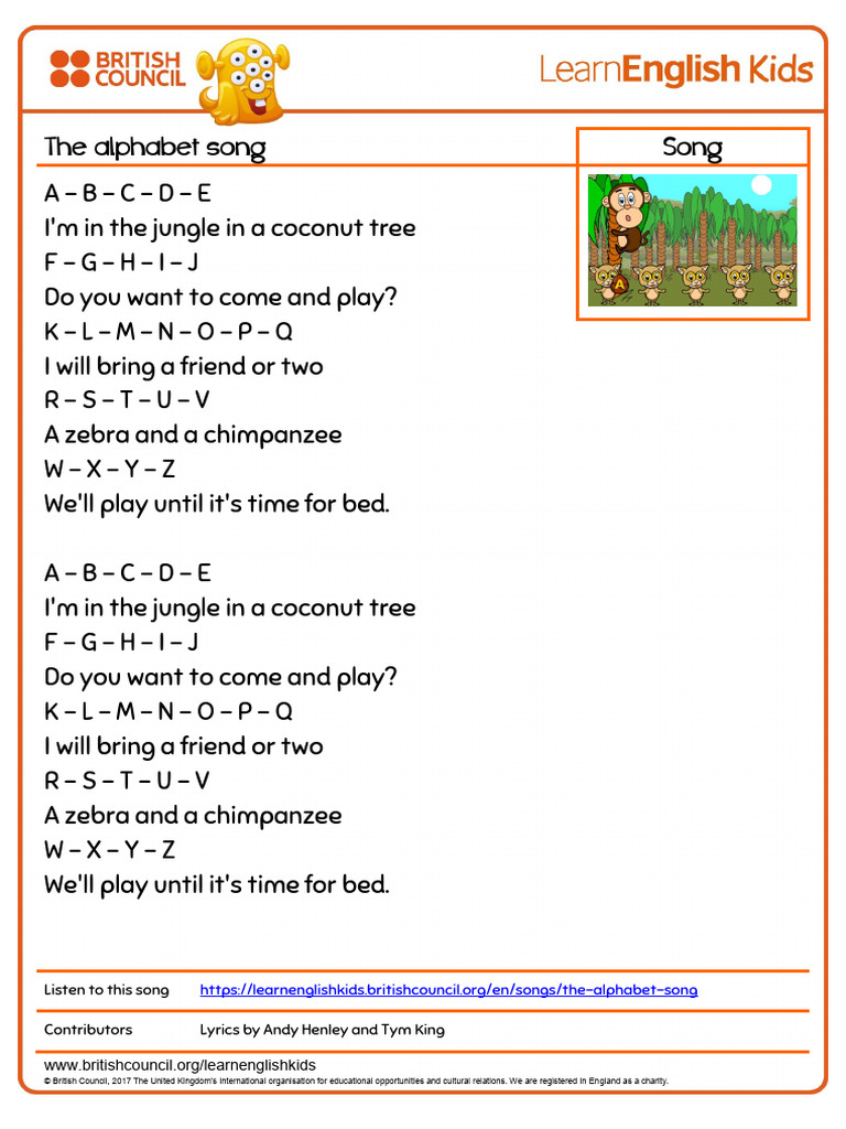 The Alphabet Song Song: Listen To This Song Contributors Lyrics by Andy ...