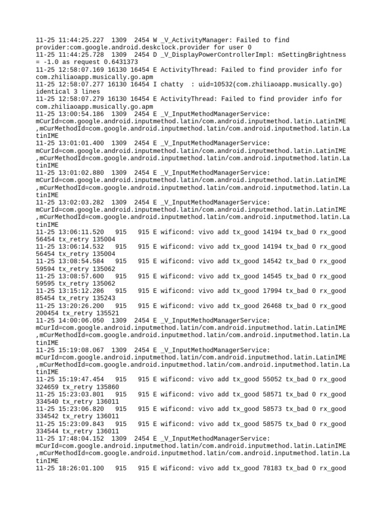 LatinIME and Provider Errors Log | PDF | Software | Computer Architecture