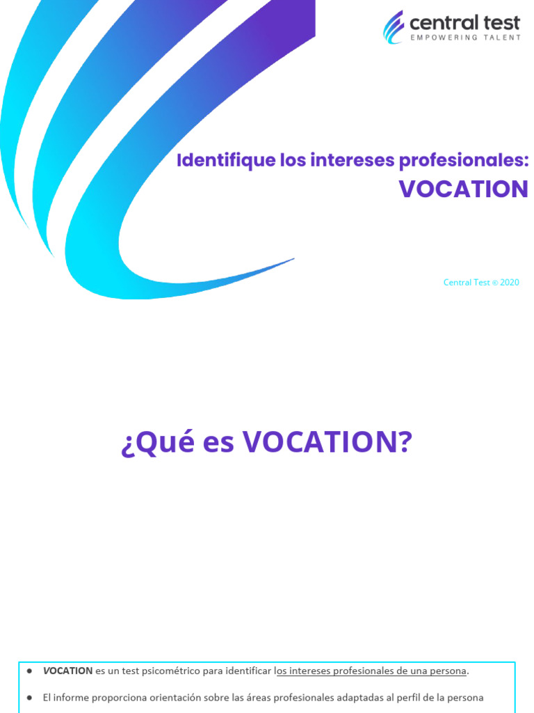 Test VOCATION para Orientación Profesional | PDF | Iniciativa ...