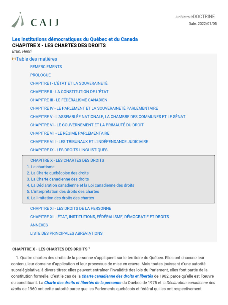 Chartes des droits au Québec et Canada | PDF | Canada | Loi