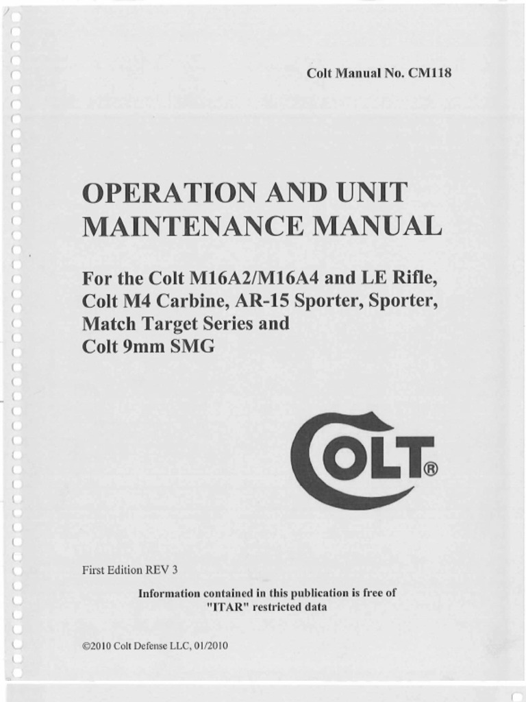 Black COLT CM118 Manual 2010 | PDF
