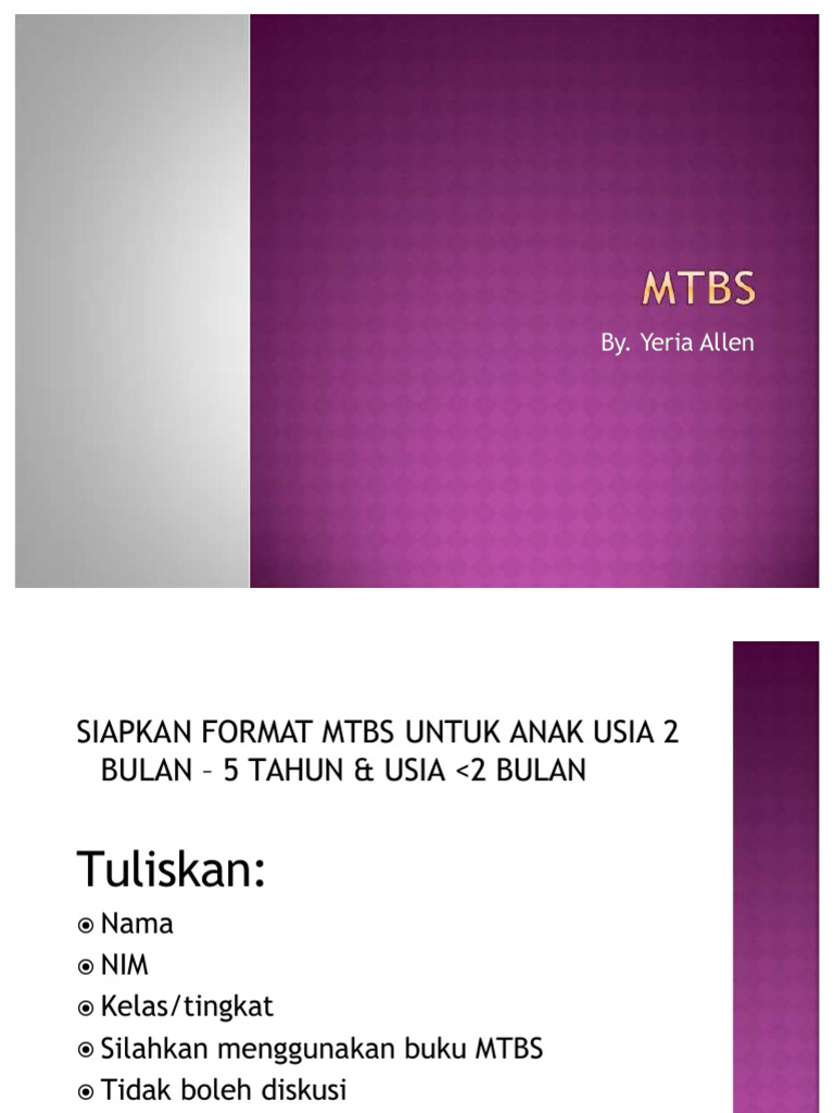 Format MTBS untuk Anak Usia 0-5 Tahun | PDF