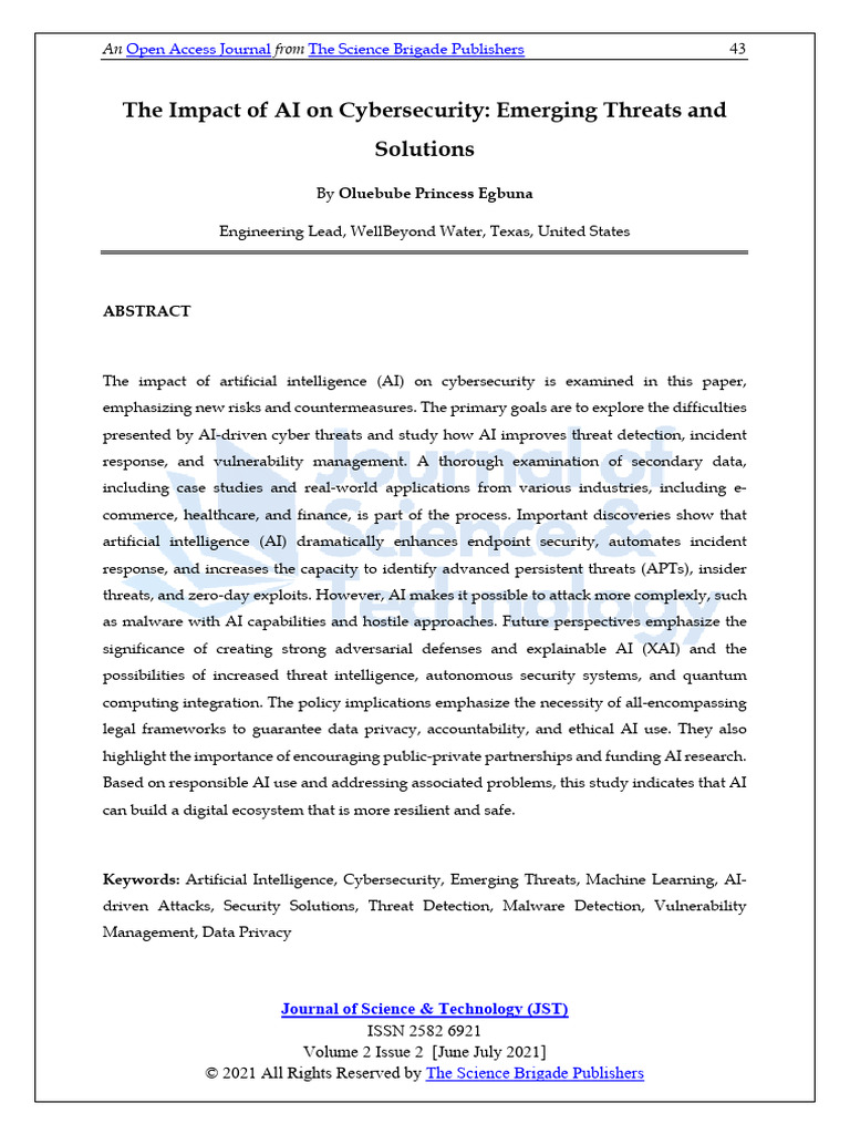 AI's Impact on Cybersecurity Threats | PDF | Security | Computer Security