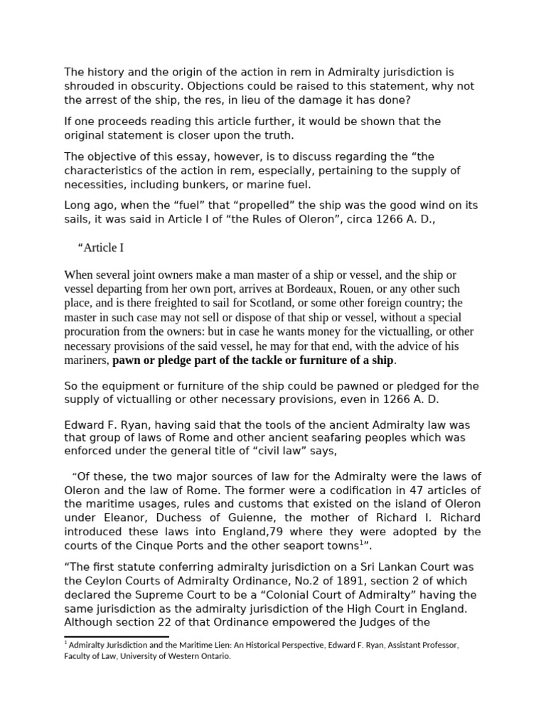 The history and the origin of the action in rem part i pdf in rem