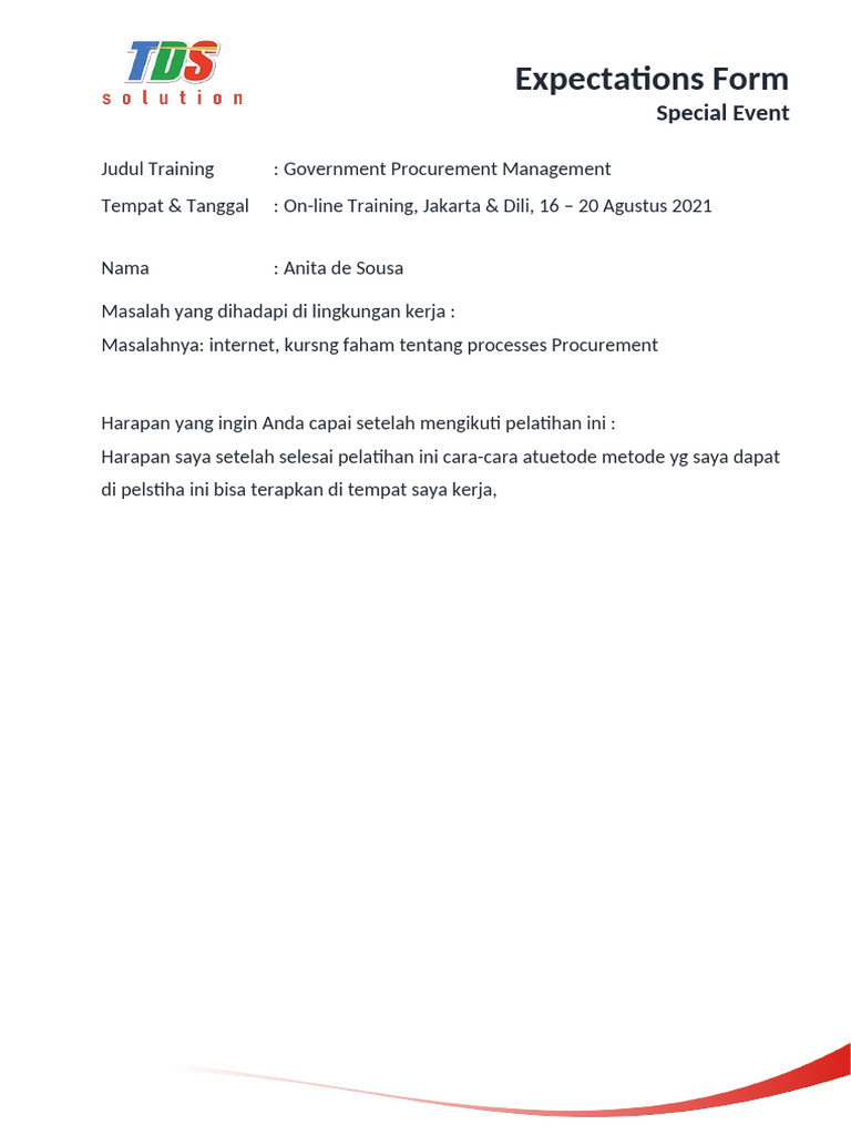Expectations Form 16-20082021 | PDF