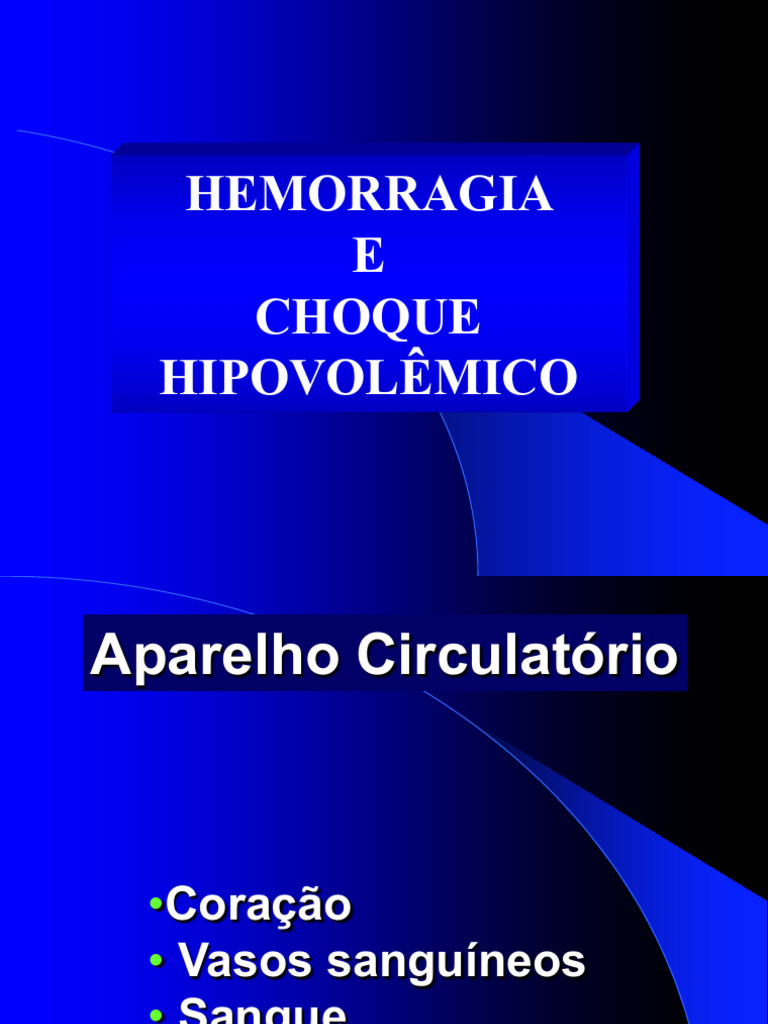 Hemorragia e Choque Hipovolêmico: Causas e Controle | PDF | Artéria ...