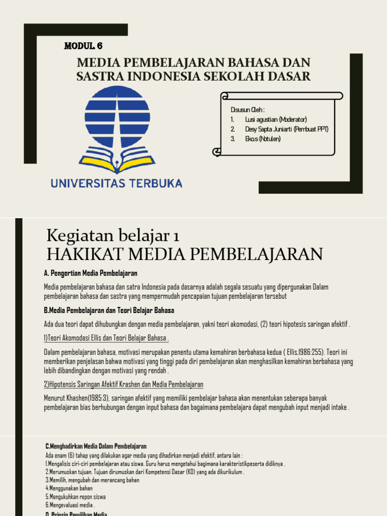 Media Pembelajaran Bahasa Dan Sastra Indonesia Sekolah Dasar | PDF