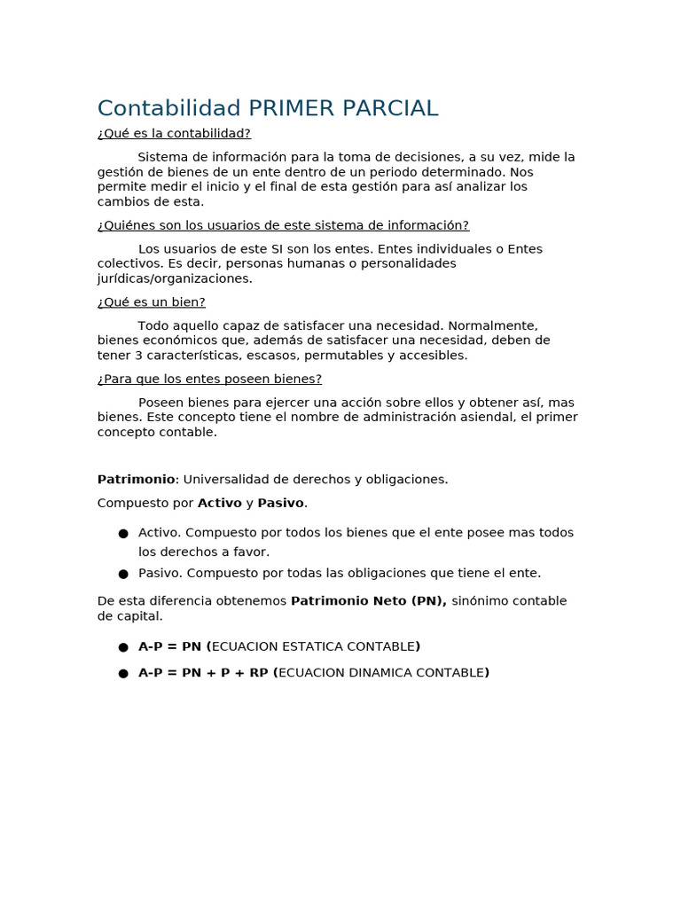 Contabilidad PRIMER PARCIAL | PDF | Contabilidad | Bancos