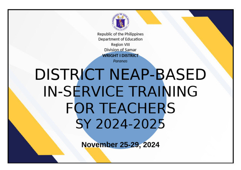 NEAP-Based In-Service Training 2024 | PDF