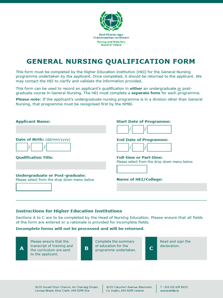 General Nursing Qualification Form | PDF | Medicine | Nursing