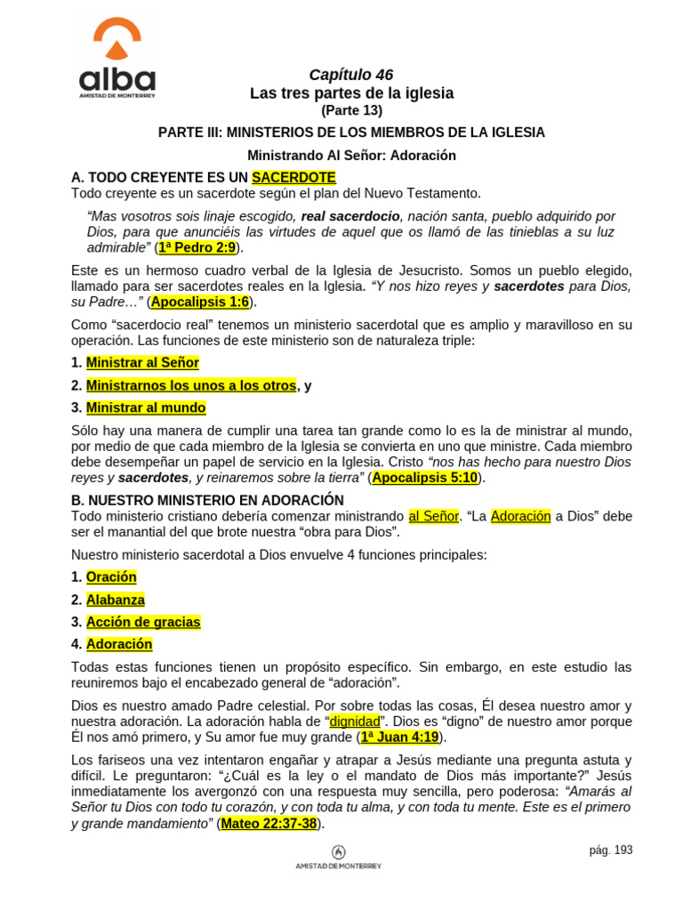 Las Tres Partes de La Iglesia (Del Maestro) Parte 13 | PDF | Sacerdote ...