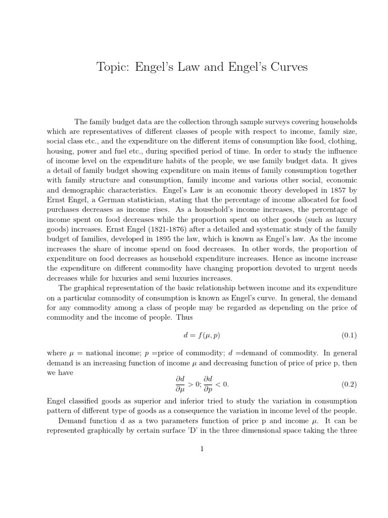Engel's Law and Curves Explained | PDF | Economics | Economies