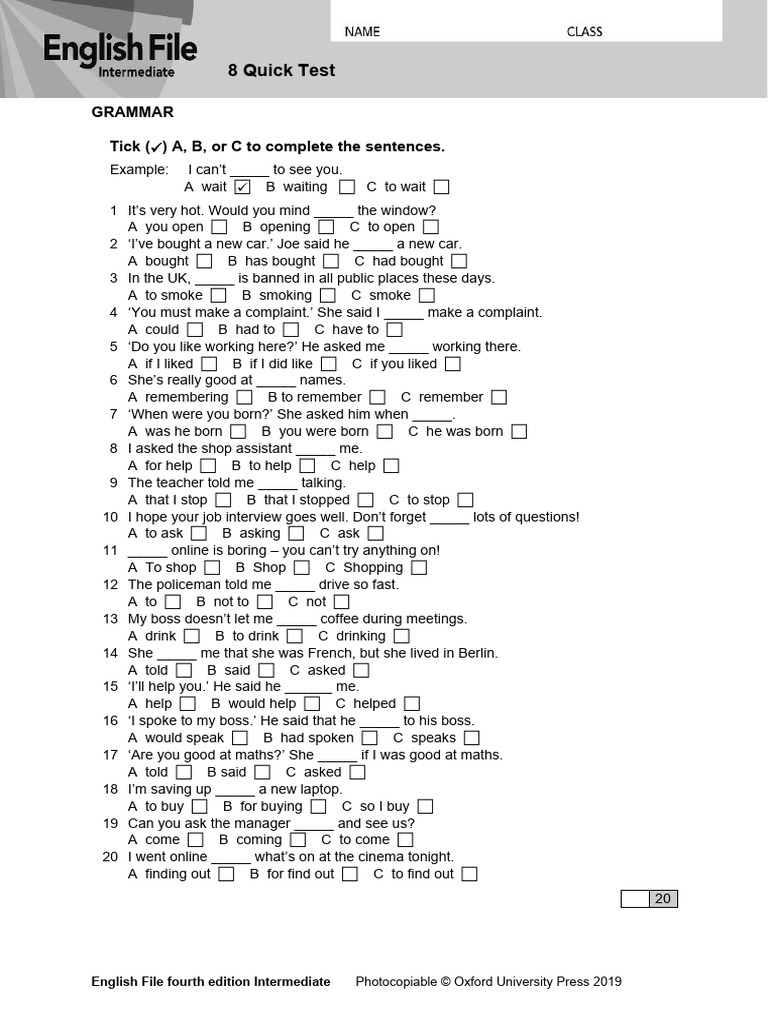 Inter - Quick tests 8 - 10 | PDF | Adverb | Murder