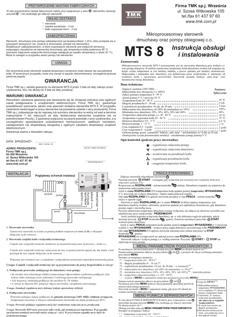 Instrukcja MTS 8 | PDF