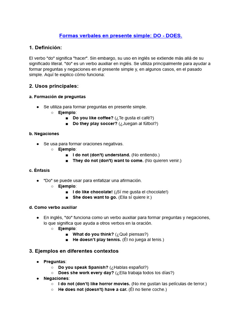 7. DO-DOES _ DID | PDF | Verbo | Morfología Lingüística
