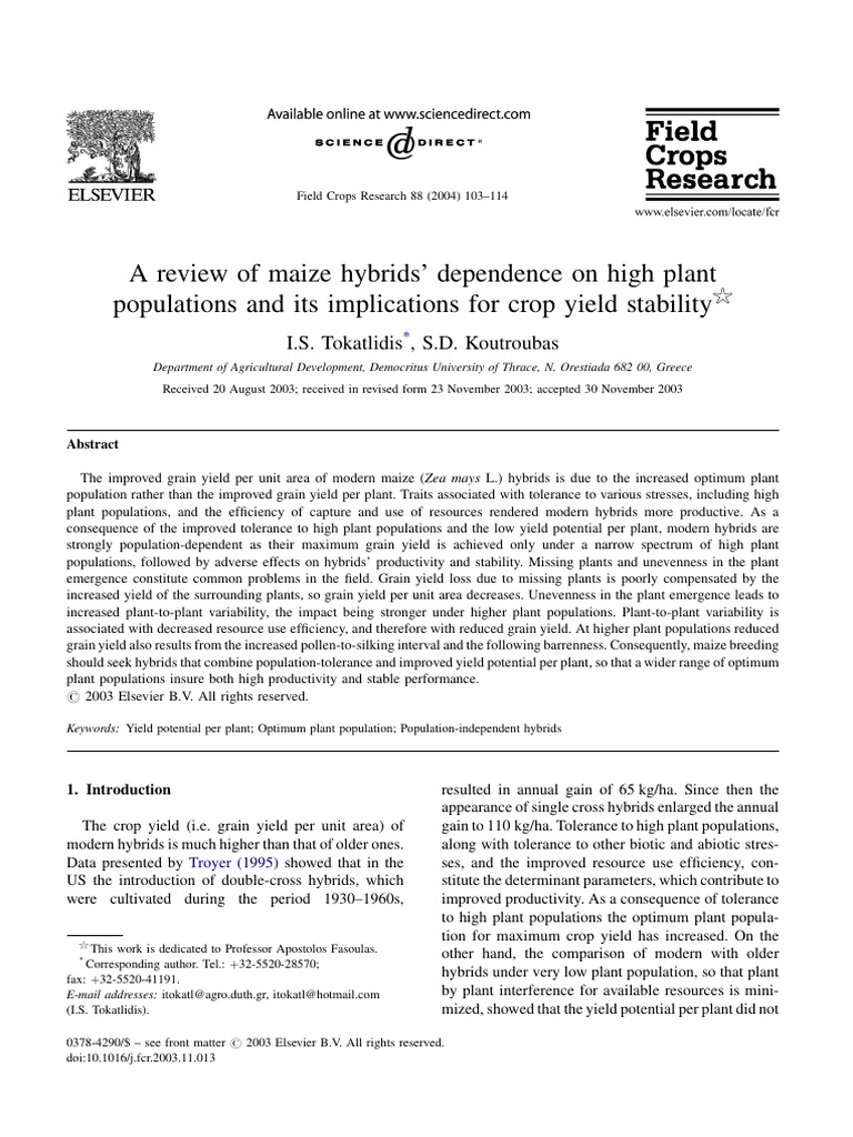 Maize Hybrids and High Plant Populations | PDF | Maize | Plant Breeding
