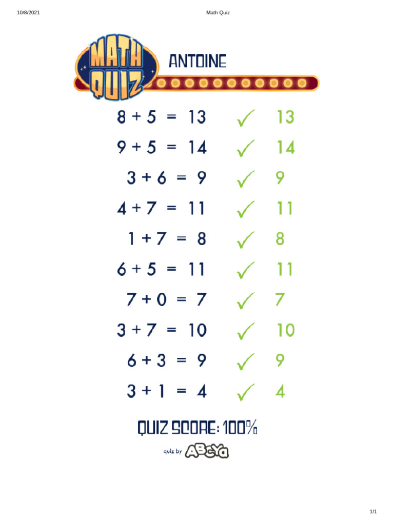 Math Quiz | PDF