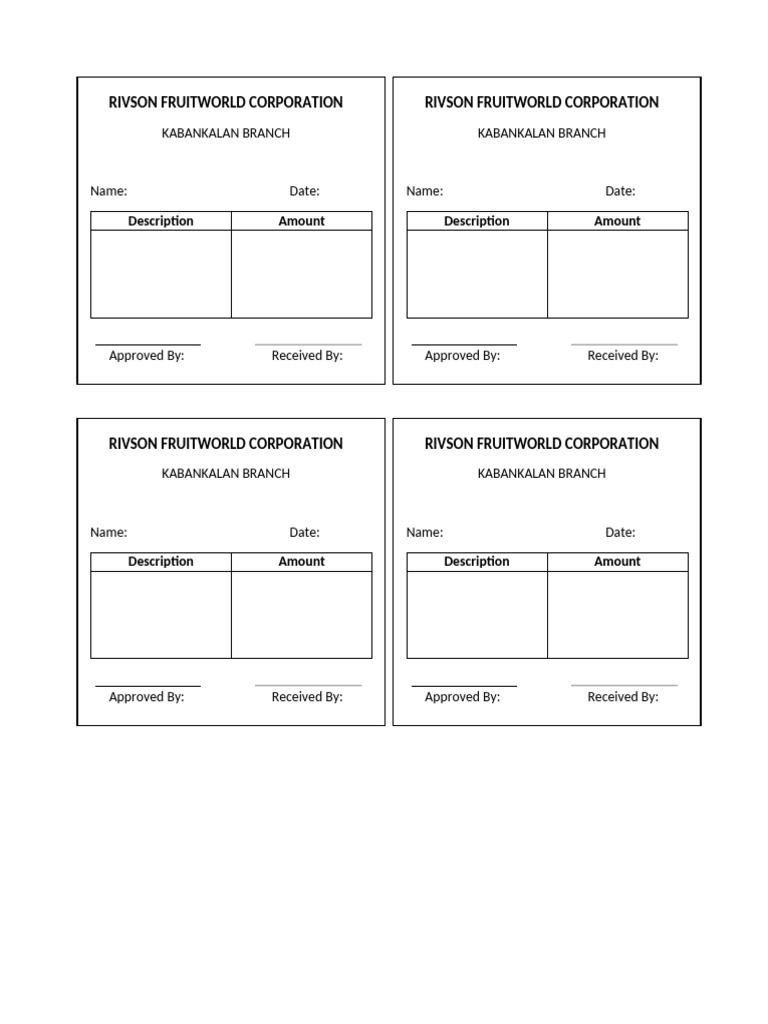 Vale Form Sample for Rivson Fruitworld | PDF